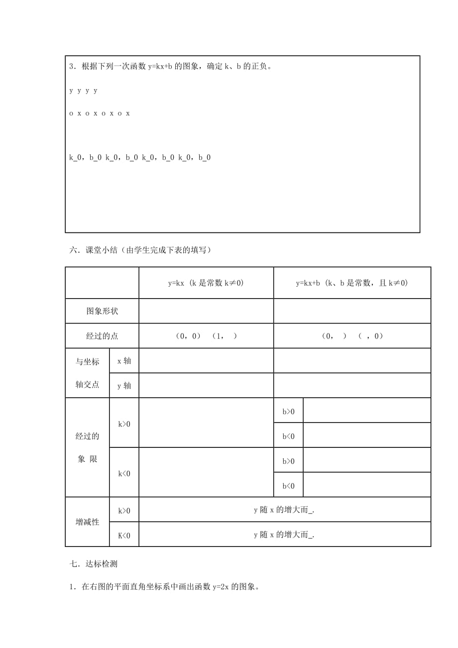 江苏省金湖县实验中学中考数学 一次函数的图象与性质复习教案 新人教版_第4页