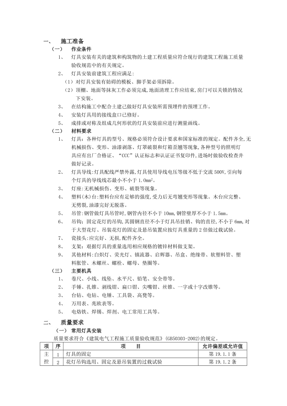 灯具安装技术交底资料_第1页