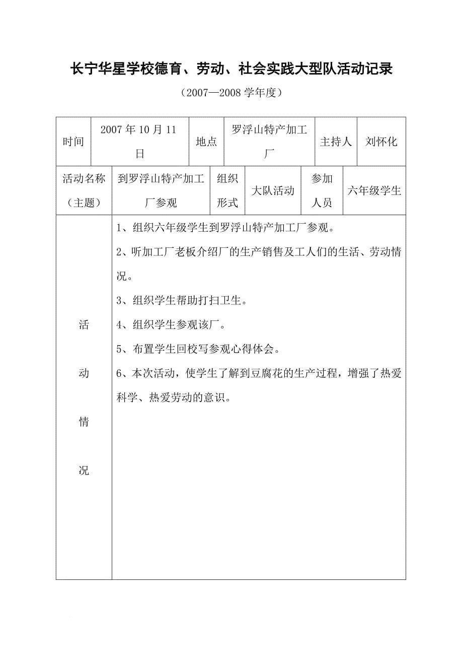 长宁华星学校德育劳动书实践活动情况记录_第5页