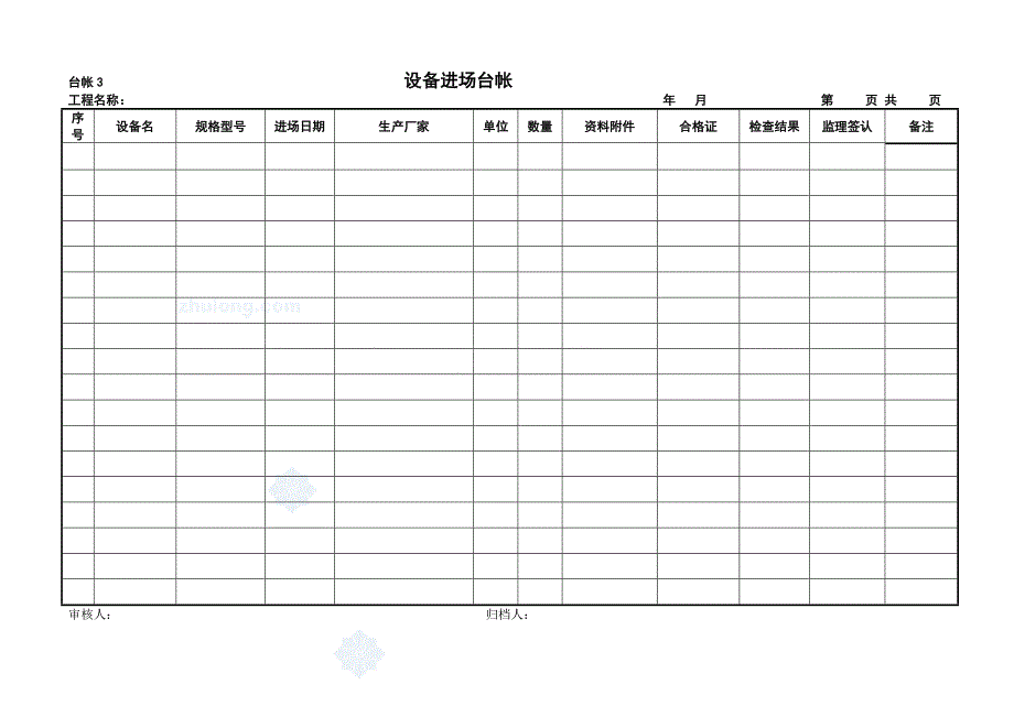 工程项目常用台账记录表格()_第3页