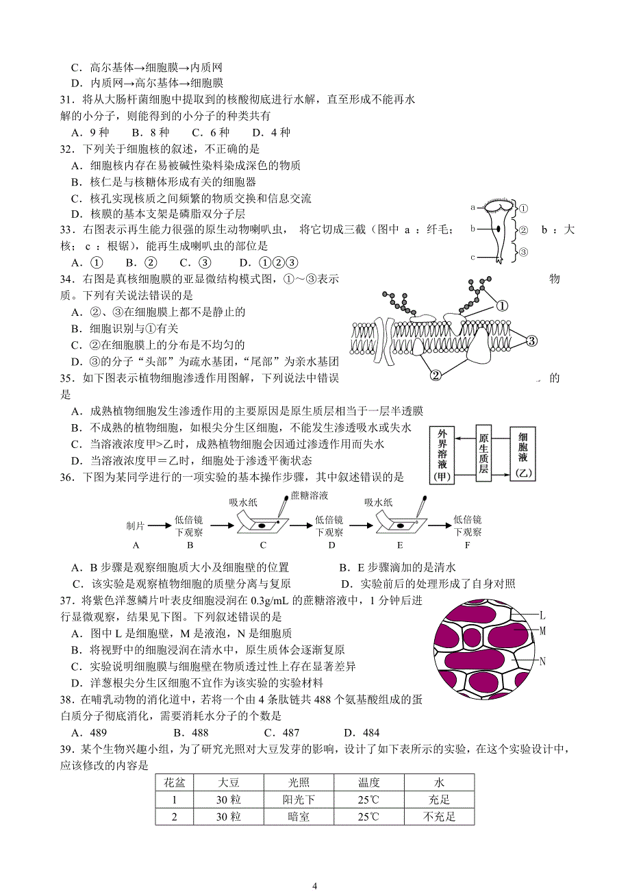 高中生物必修一高层次训练(新课标)_第4页