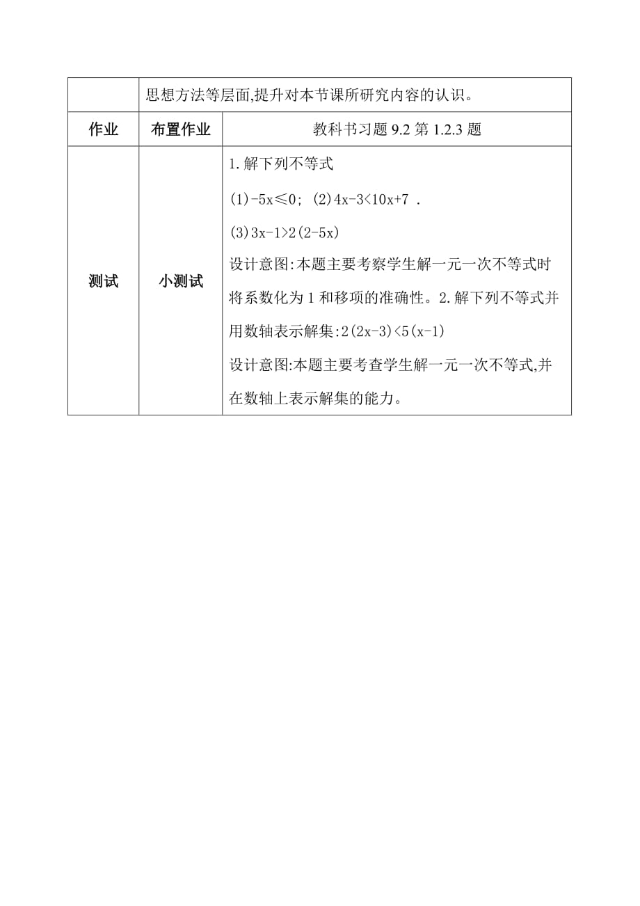 数学人教版七年级下册解《一元一次不等式》教学设计_第4页