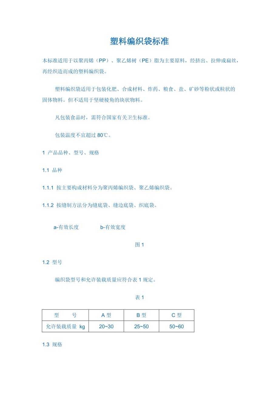 覆膜塑料编织袋标准资料_第1页