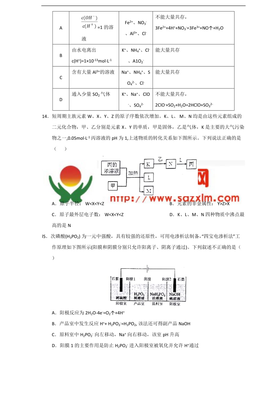 烟台市2018届高三上学期期末自主练习试题(化学)_第4页