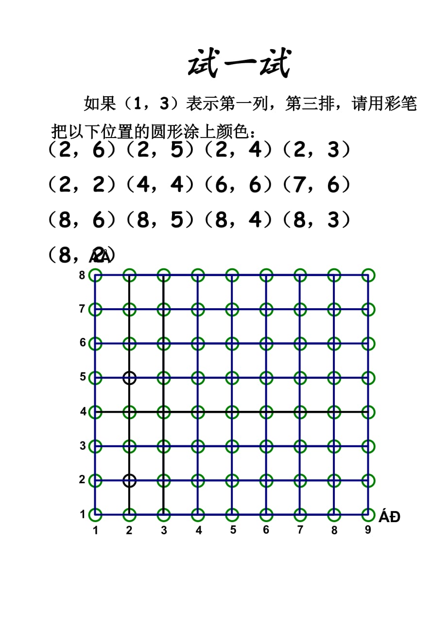 数学人教版七年级下册有序数对课堂练一练_第1页