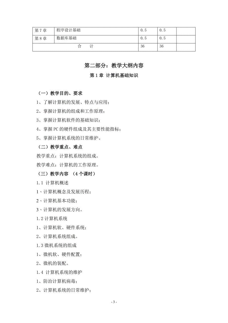 计算机应用基础课程教学大纲(同名10064)_第3页