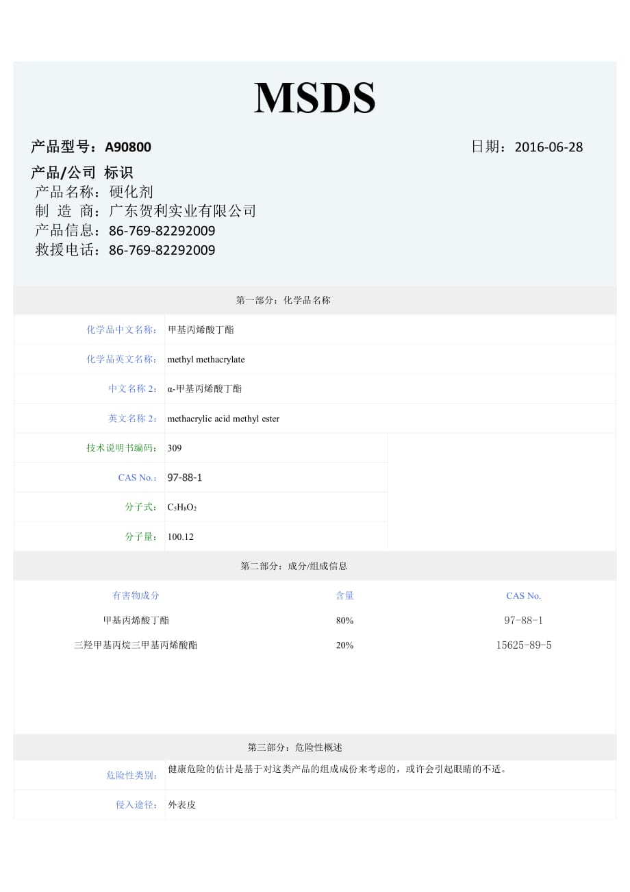 硬化剂msds报告资料_第1页