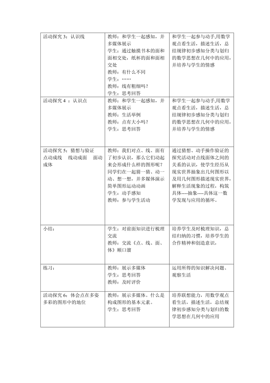 数学人教版七年级上册4.1.2点线面体.1.2点线面体教案_第3页