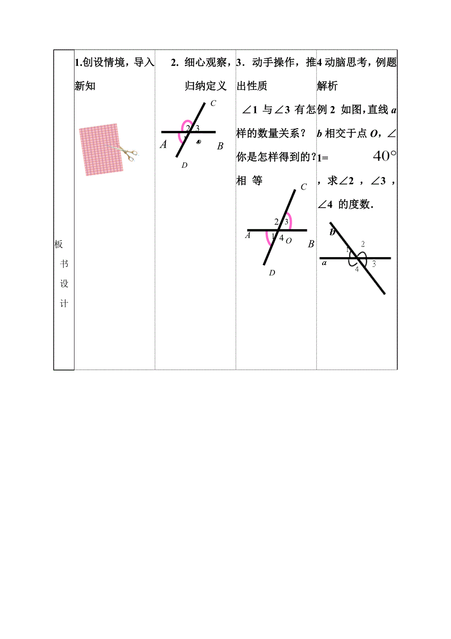 数学人教版七年级下册课堂教学设计七下5.1.1相交线_第4页