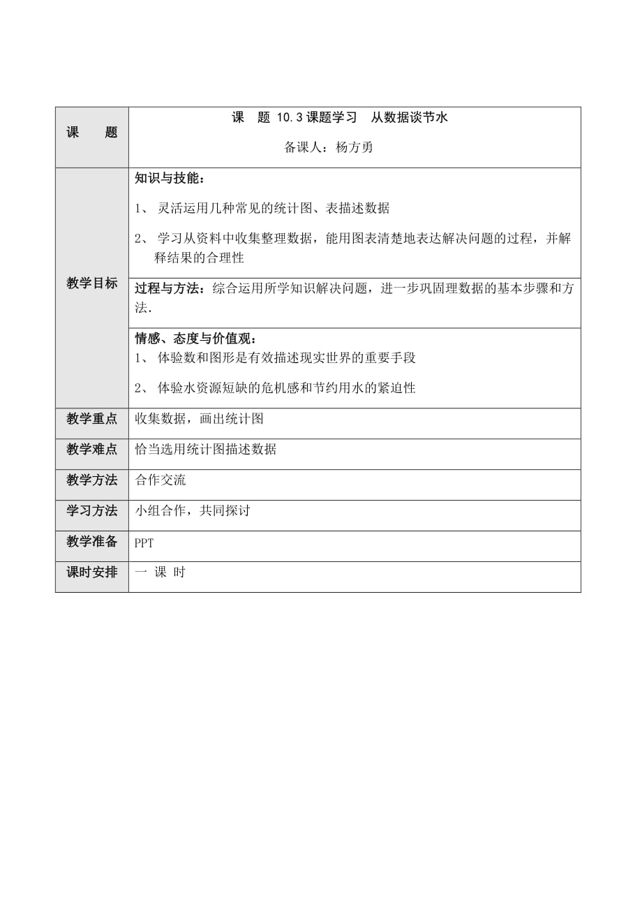 人教版数学七年级下册从数据谈节水_第1页