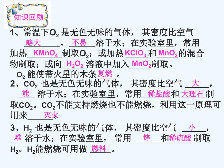 化学人教版九年级上册专题复习《气体的实验室制取》_第4页