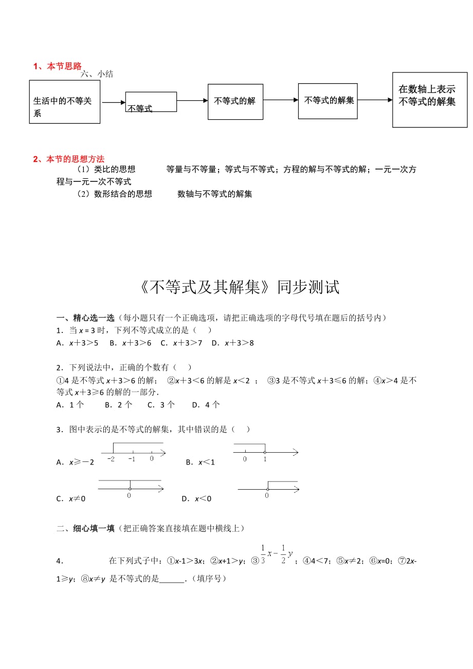 数学人教版七年级下册9.1.1 不等式及解集_第4页