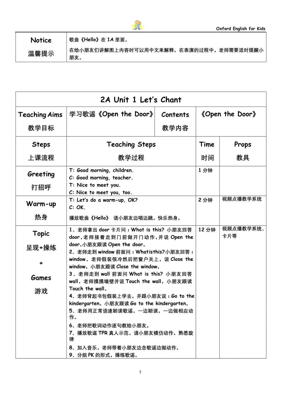 牛津幼儿英语2a教案_第5页