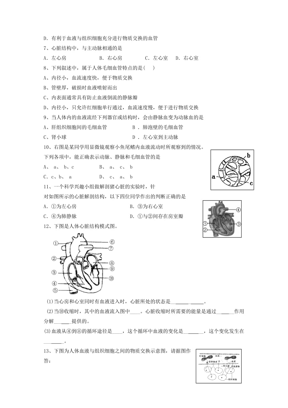 《血液循环》同步练习3_第2页