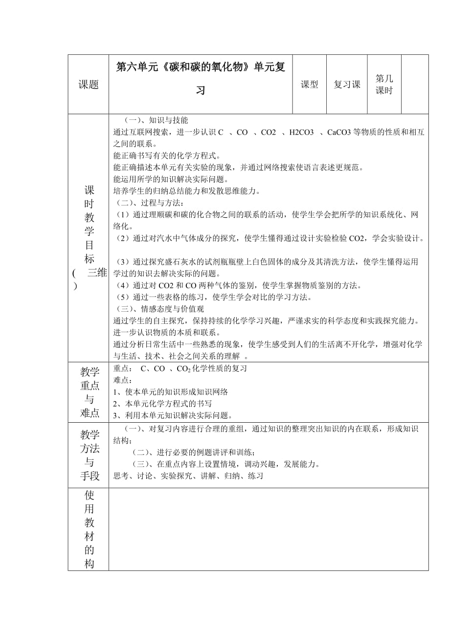 化学人教版九年级上册碳和碳的化合物专题复习_第1页