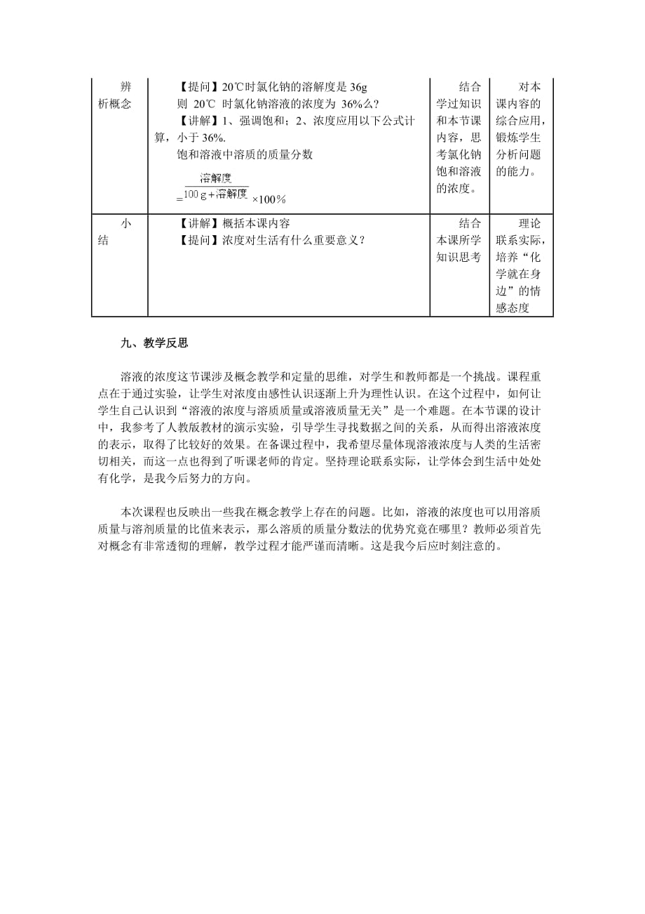 化学人教版九年级下册溶液浓度教学设计_第4页