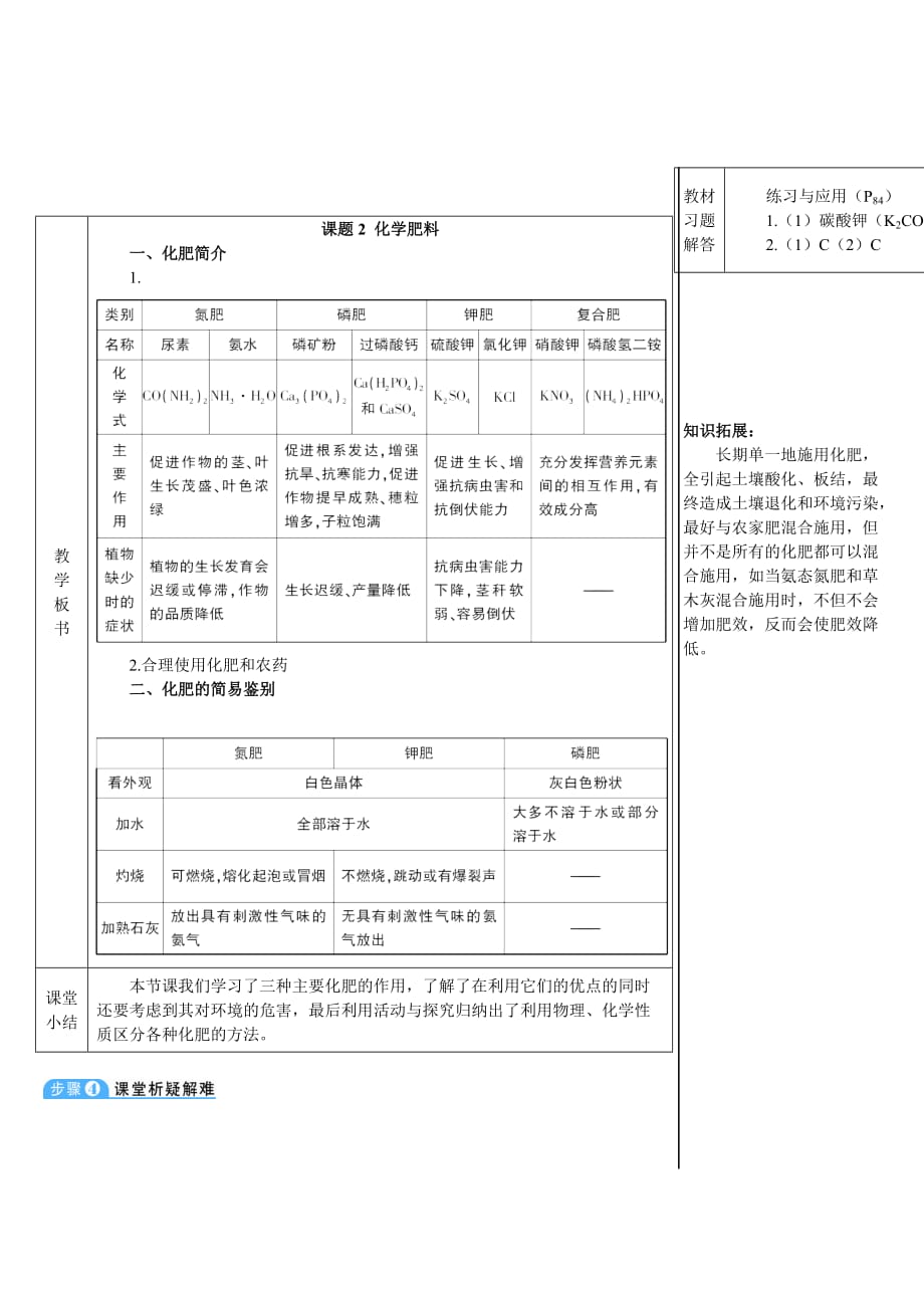 化学人教版九年级下册化学肥料（导学案）_第4页