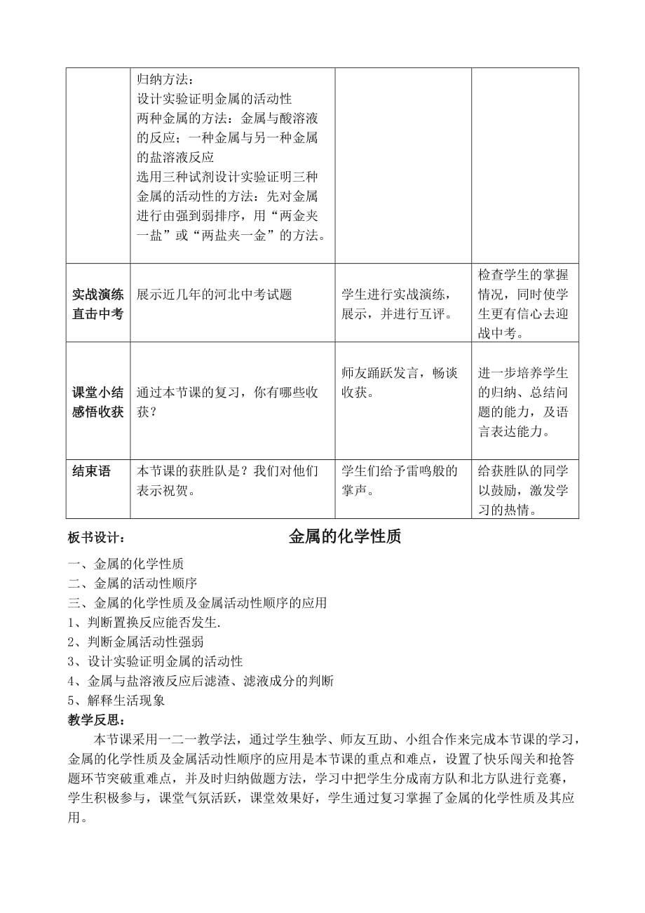 化学人教版九年级下册专题复习《金属的化学性质》_第3页