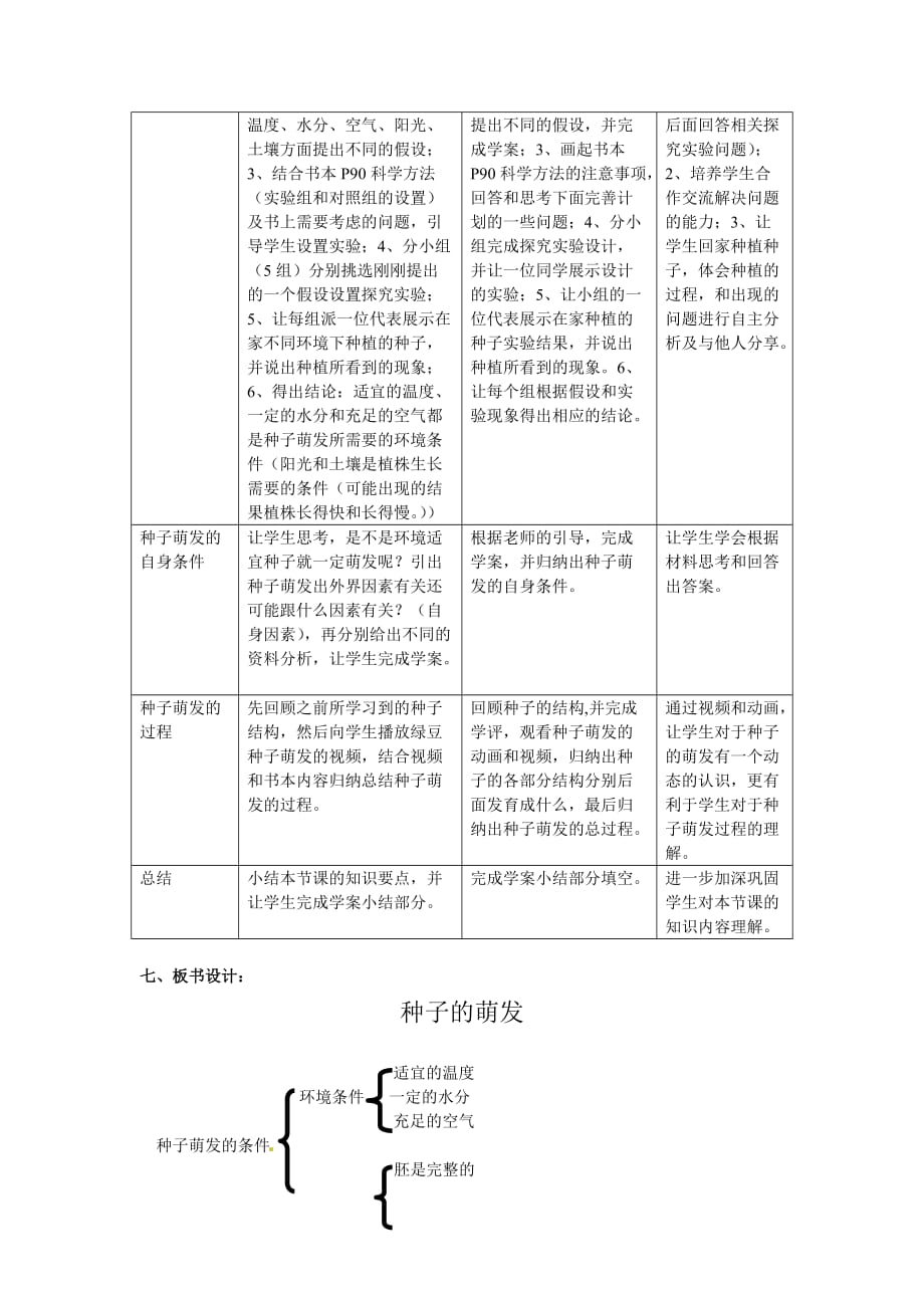 生物人教版七年级上册种子的萌发教案_第2页