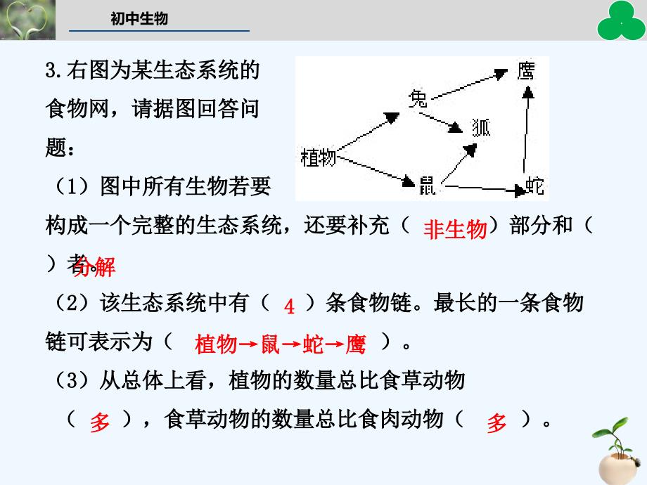 生物人教版七年级上册生物与环境组成生态系统 （第二课时）课后作业_第2页