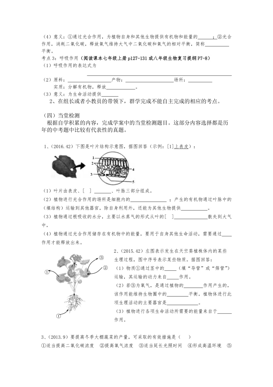 生物人教版七年级上册生物圈中的绿色植物——植物的三大生理作用_第3页