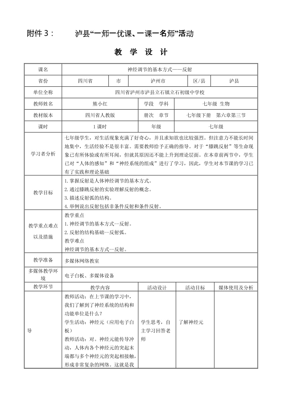 生物人教版七年级下册神经调节基本方式-反射_第1页