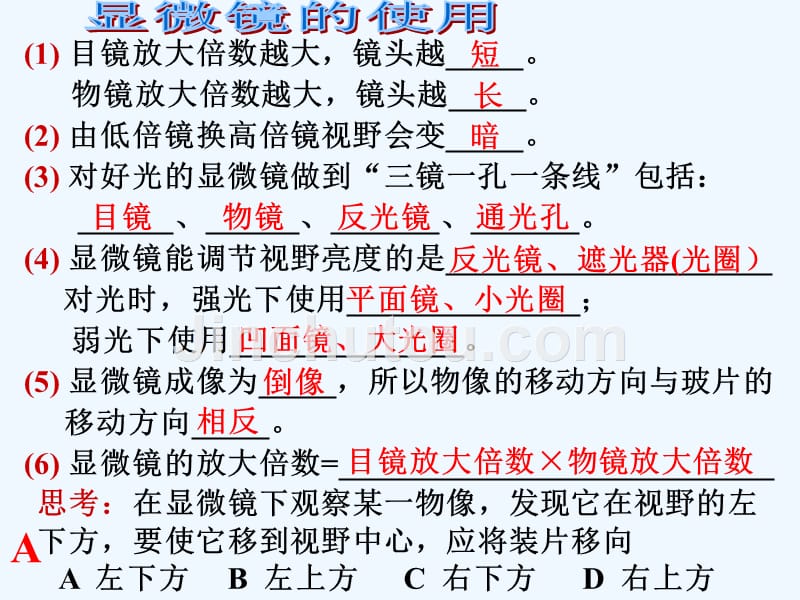 生物人教版七年级上册《使用显微镜》_第4页