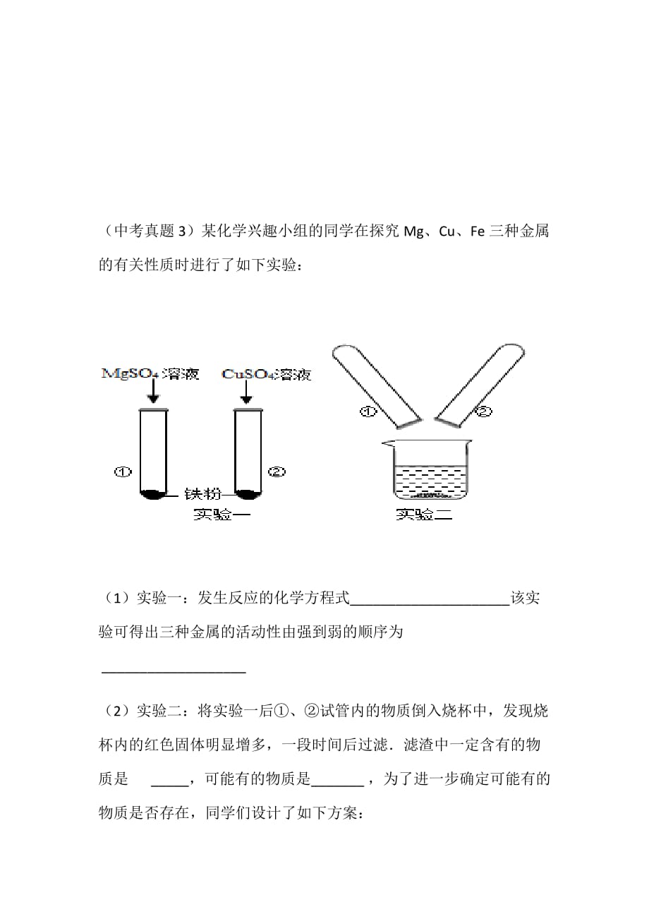 化学人教版九年级下册中考化学专题复习--金属活动性顺序及其应用_第2页