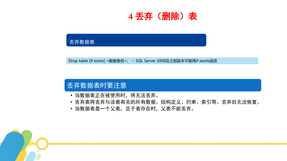 sqlserver2016数据库应用与开发黄能耿)配套资源2.16-数据表操作——丢弃表_第4页