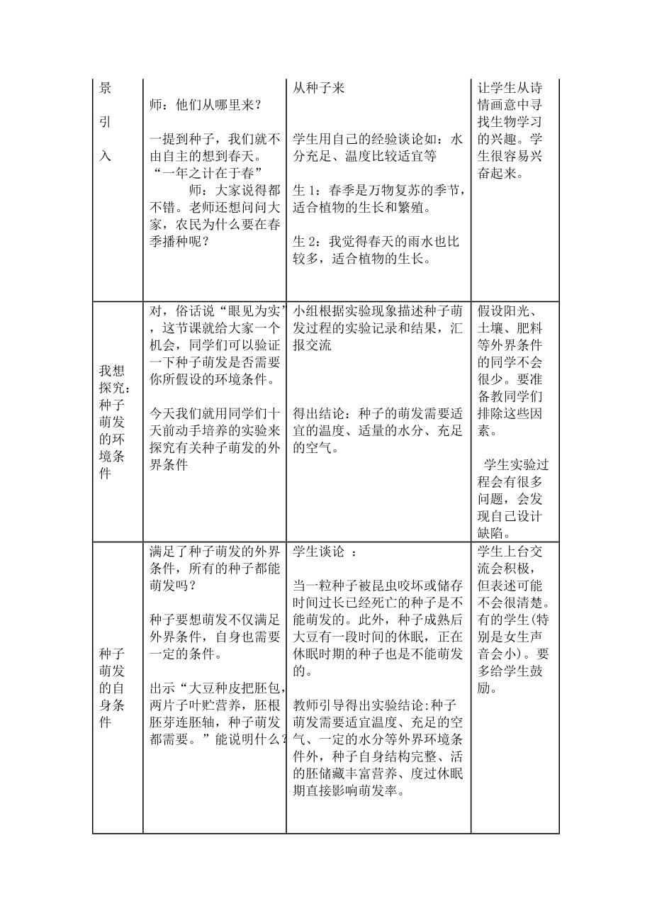 生物人教版七年级上册种子萌发教学设计_第5页