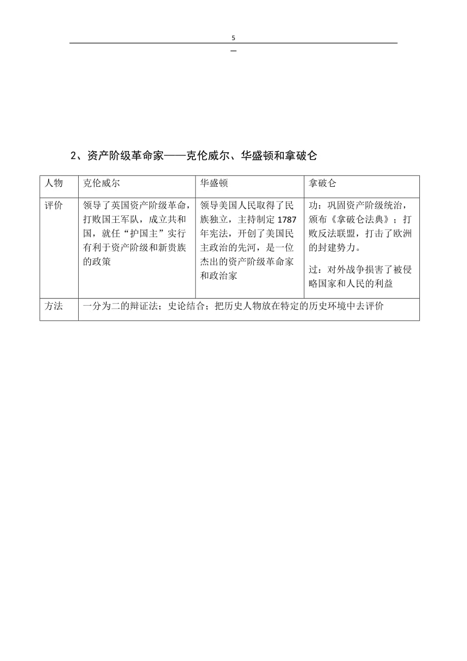 部编人教版九年级历史上册导学案第19课 法国大革命和拿破仑帝国_第5页