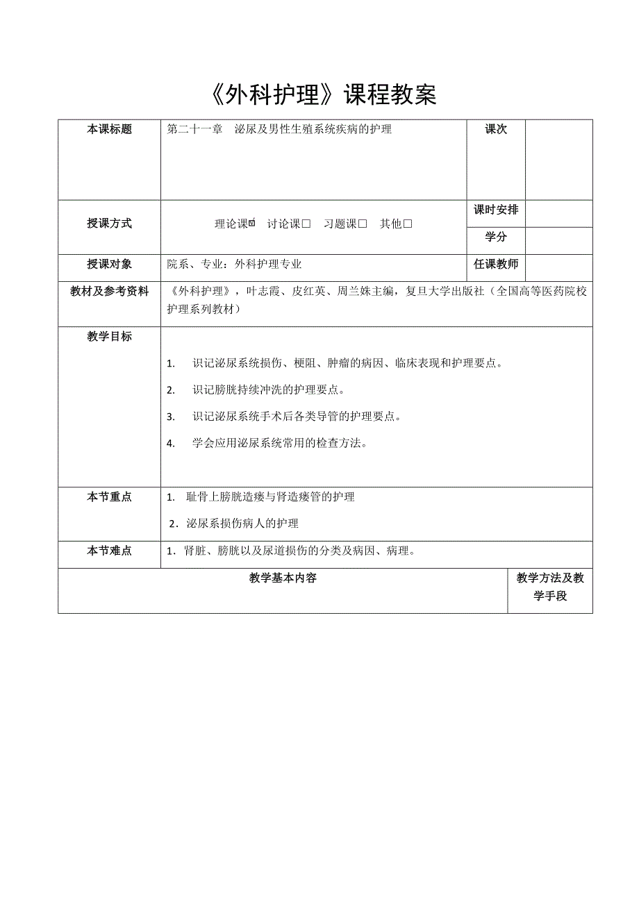 外科护理教学全套课件复旦精品高职21第二十一章　泌尿及男性生殖系统疾病的护理_第1页