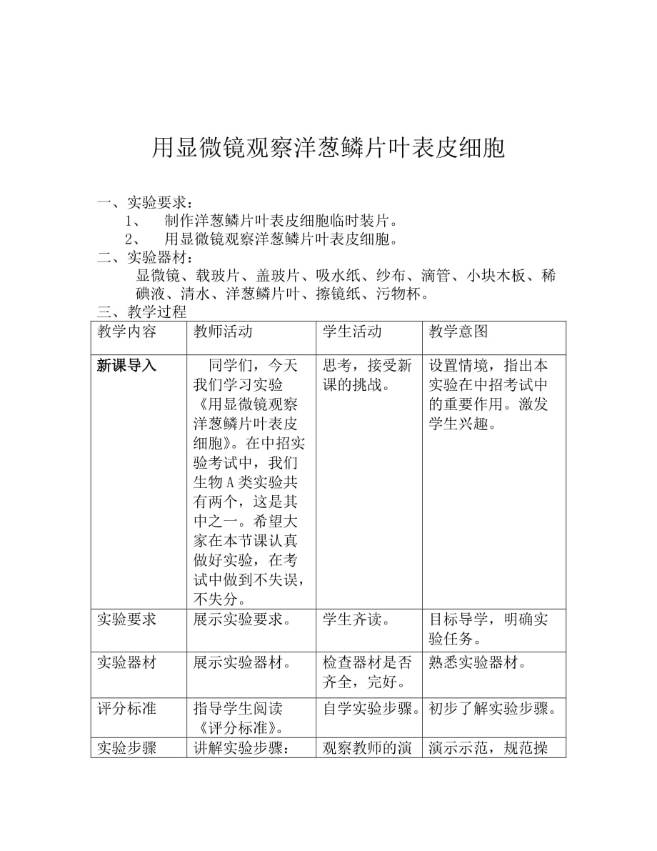 生物人教版七年级上册用显微镜观察洋葱鳞片叶表皮细胞_第4页