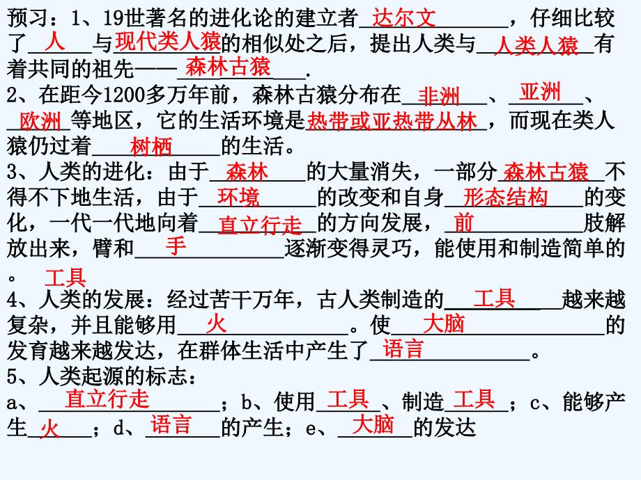 生物人教版七年级下册第一节　人类的起源和发展课件_第2页