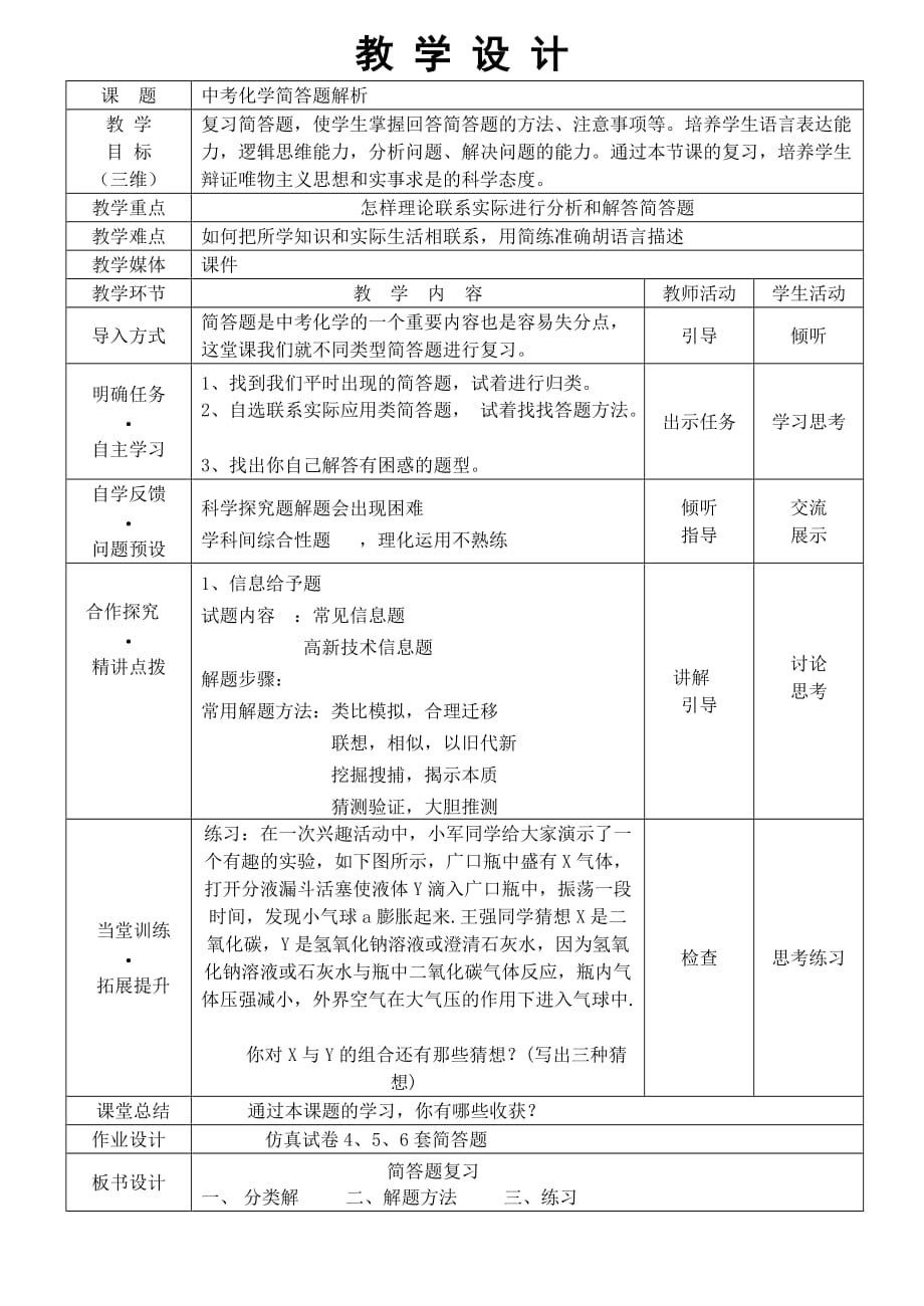 化学人教版九年级下册中考化学简答题解析_第1页