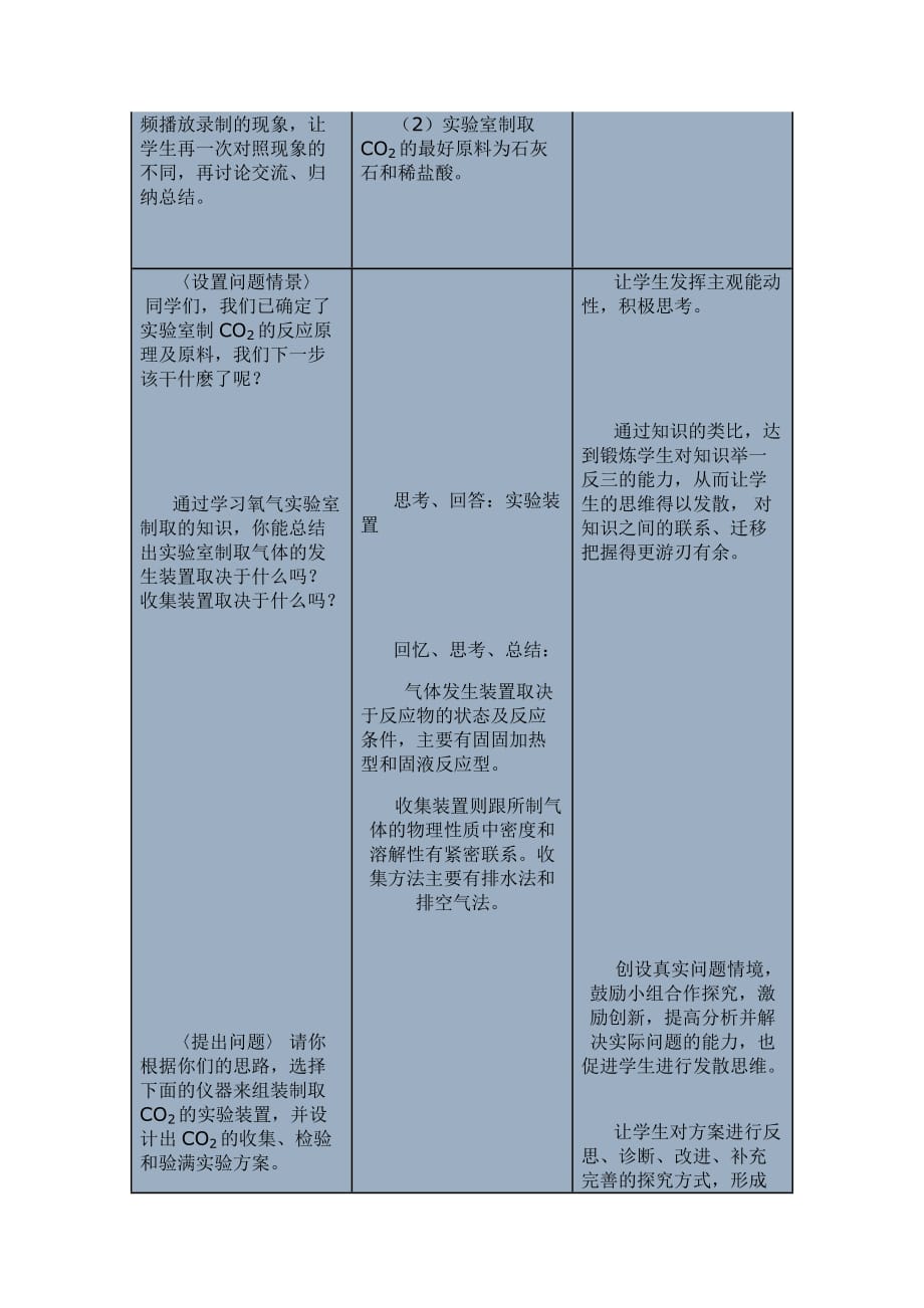 化学人教版九年级上册实验室制取二氧化碳教学设计_第3页