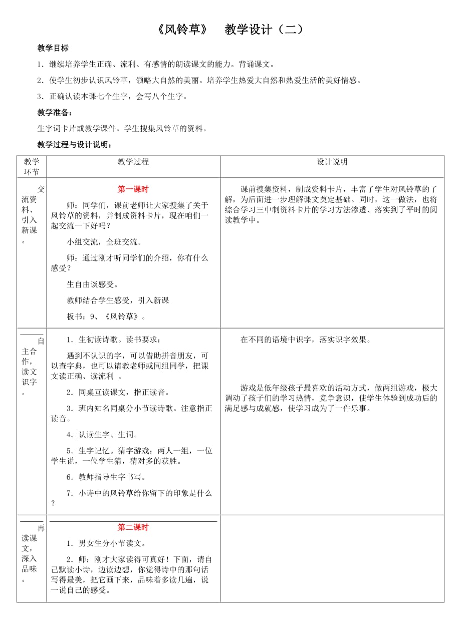 《风铃草》教学设计_第1页