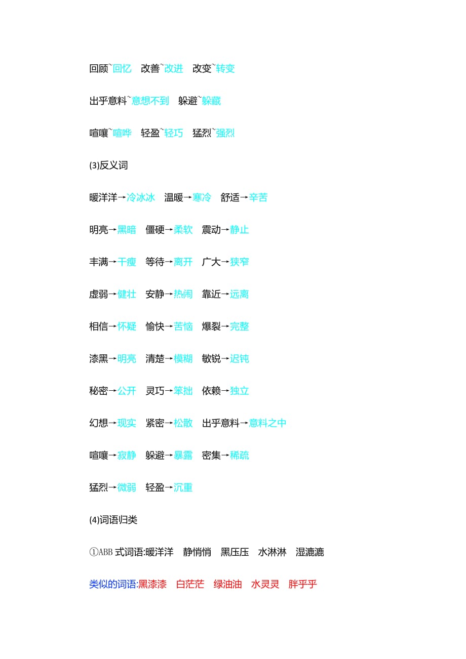 部编人教版四年级语文上册第2单元知识小结(1)_第3页