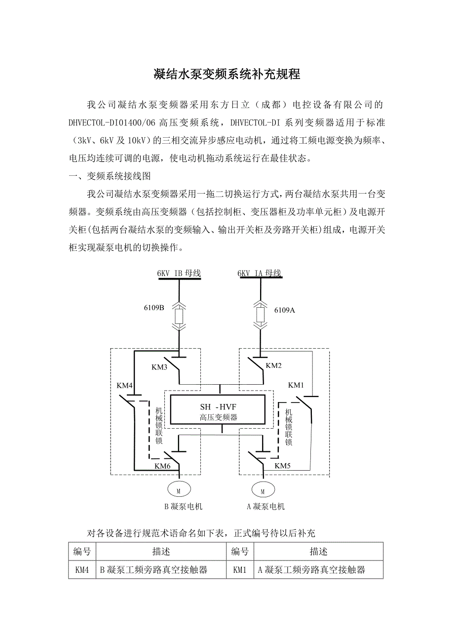 凝结水泵变频初步运行规程_第1页