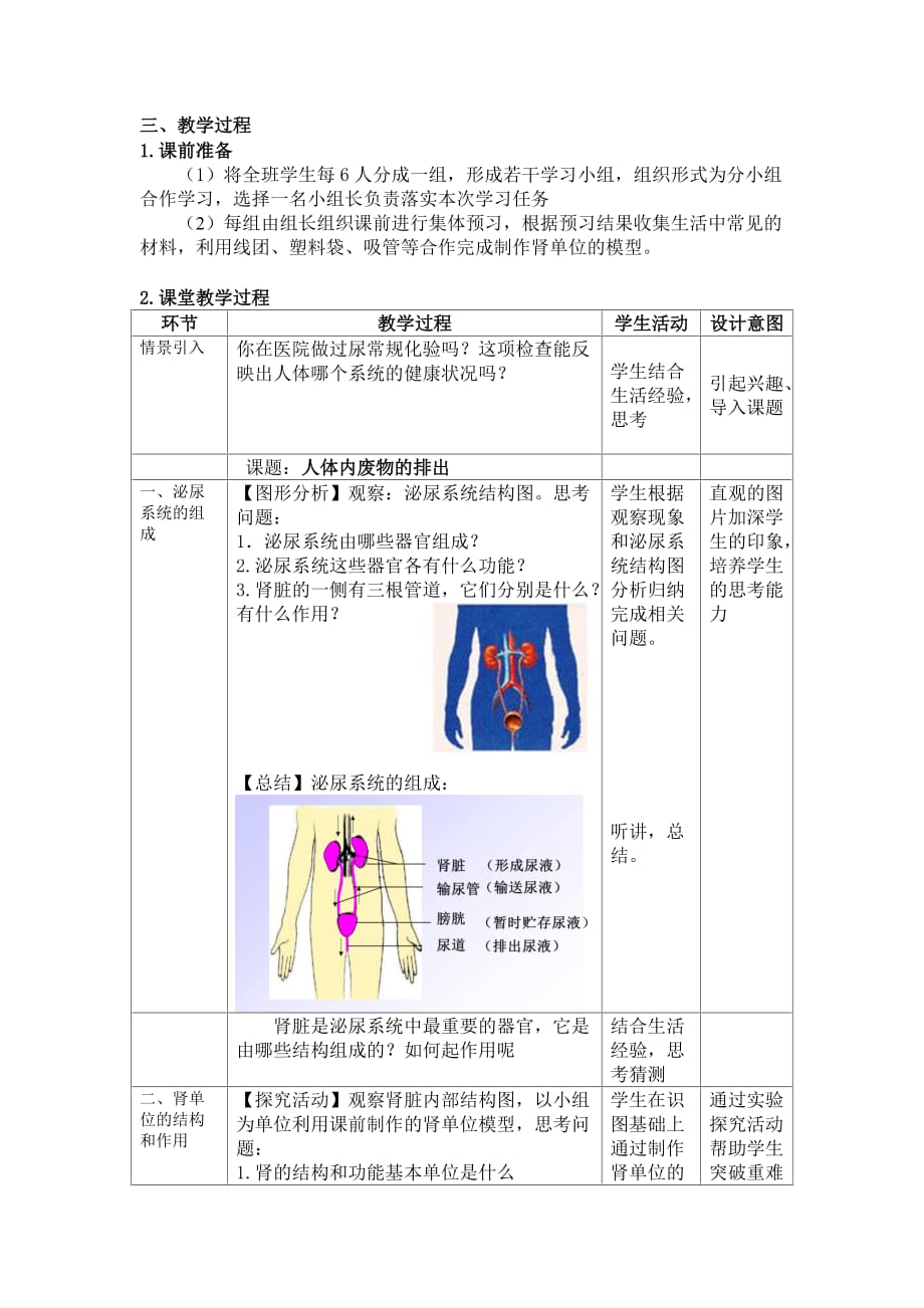 生物人教版七年级下册通过自制模型探究肾单位的结构和功能 ——《人体内废物的排出》_第2页