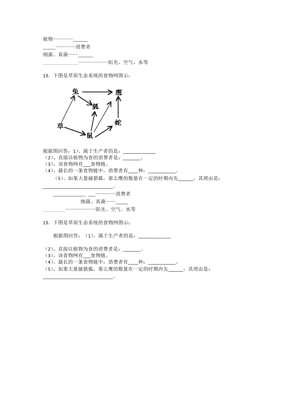 生物人教版七年级上册生物与环境组成生态系统习题_第2页