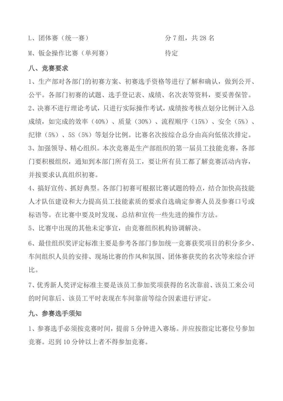 员工技能大赛暨岗位能手评比活动方案_第5页