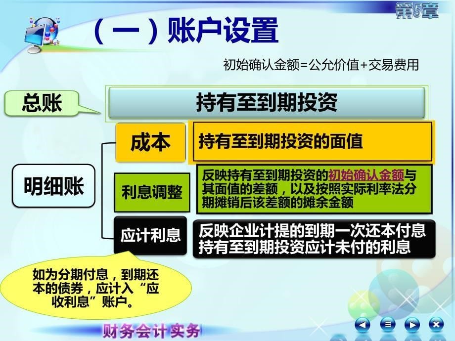 5第五章金融资产财务会计实务第二版 高丽萍)课件053第五章第三讲持有至到期投资_第5页