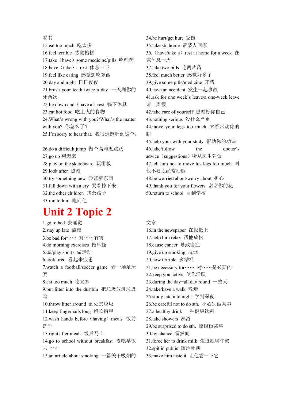 2018仁爱英语八年级上-全册重点短语复习.doc_第3页