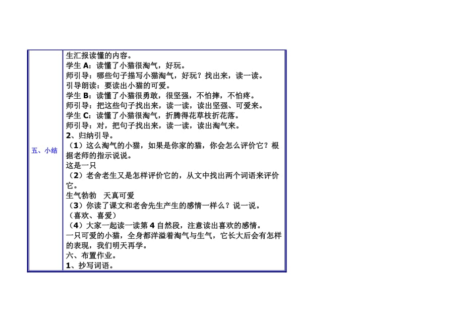 语文人教版四年级上册15猫教学设计_第3页