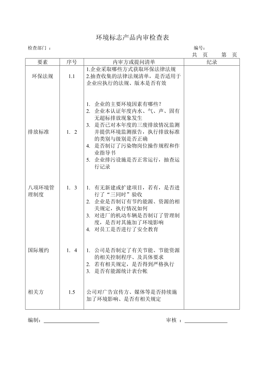 环标内审检查表[1]_第1页