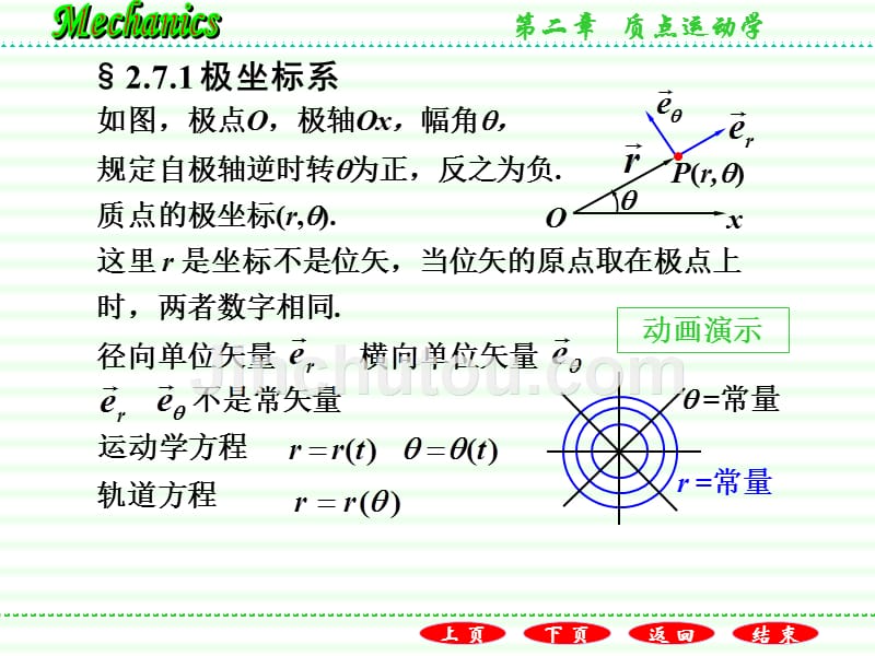 普通物理学教程力学教学课件作者第二版电子教案漆安慎-发印后修改版2.7极坐标系径向速度与横向速度_第2页