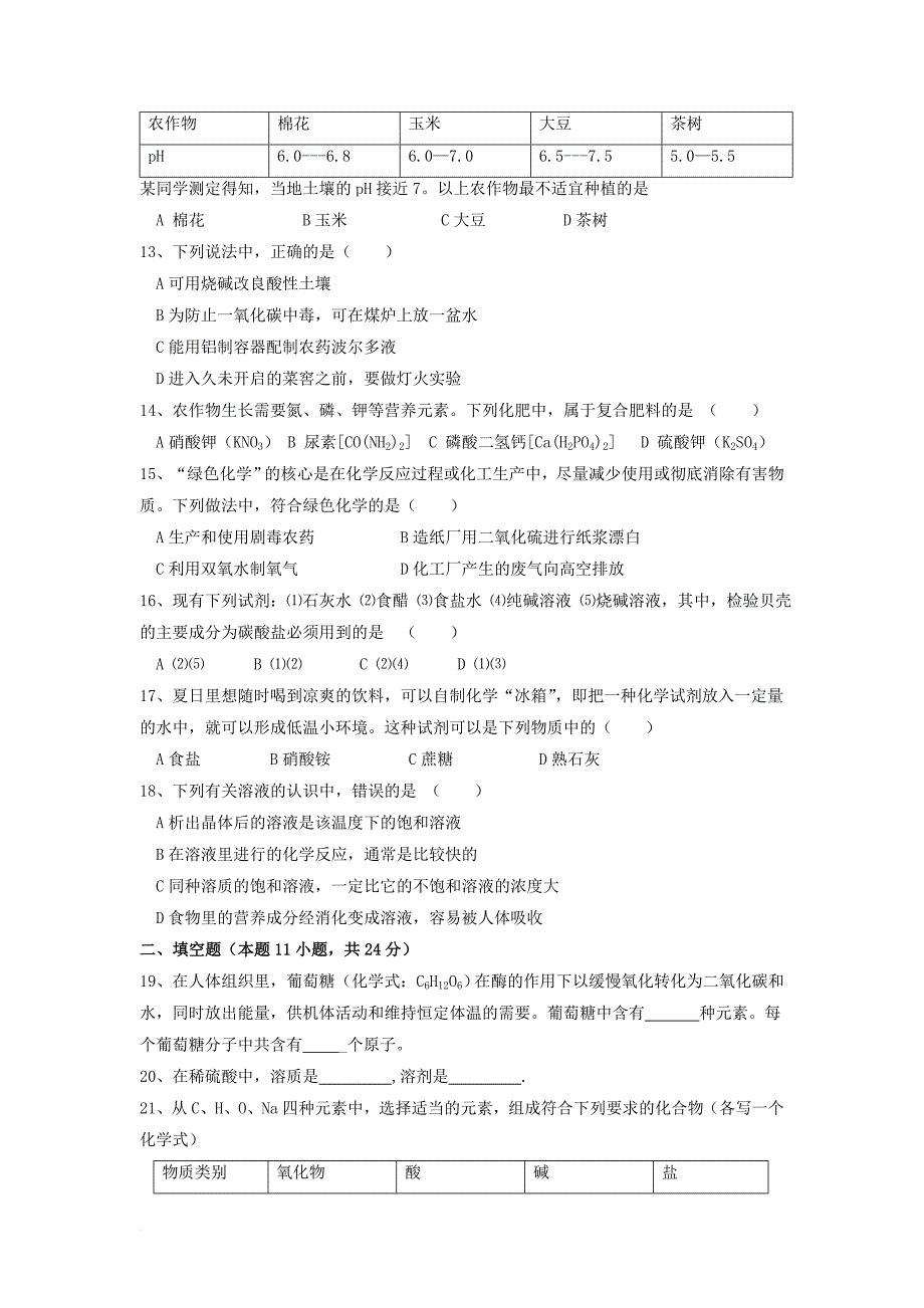 大连市历年中考化学试题及答案(2004-2013)_第2页