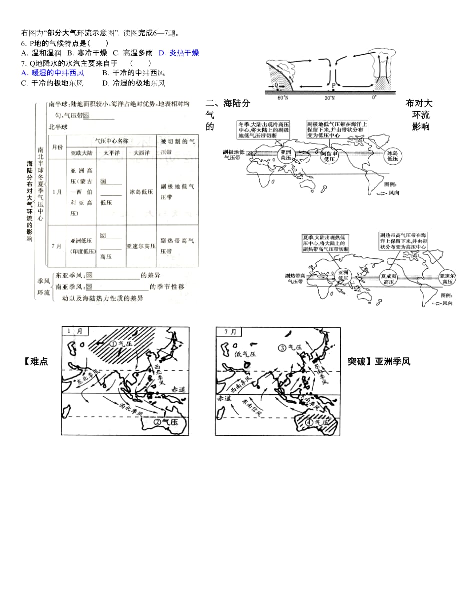 大气环流和季风-学案_第2页