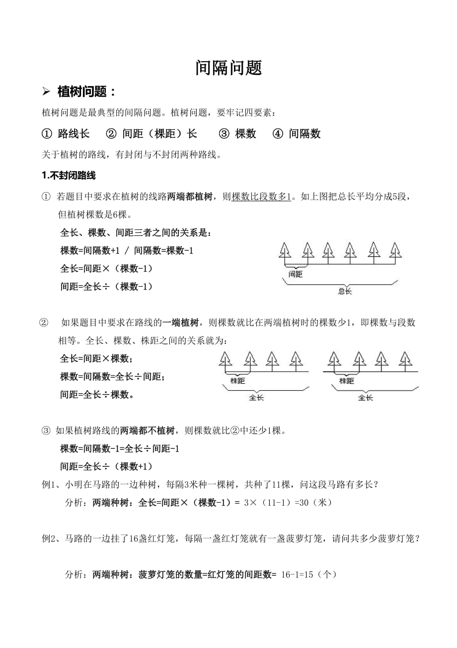 奥数知识点-间隔问题_第1页